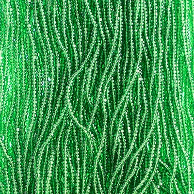 *13/0 Cut Transparent Medium/Dark Green Strung