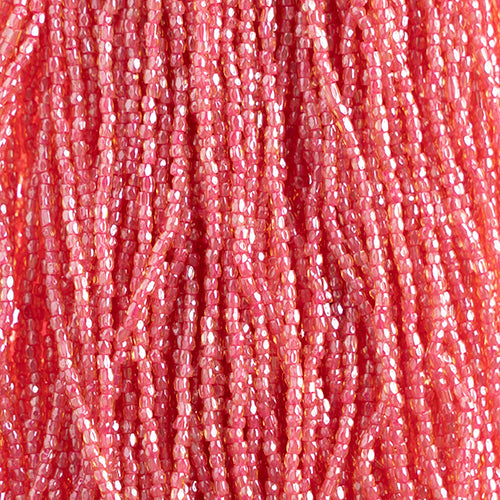 Czech Seed Bead 3Cut 10/0 Transparent Topaz/ Pink Lined Strung