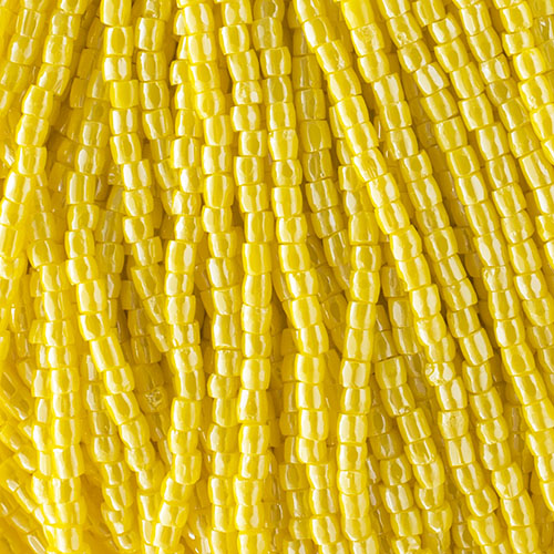 Czech Seed Beads 9/0 3Cut Opaque Yellow Luster Strung
