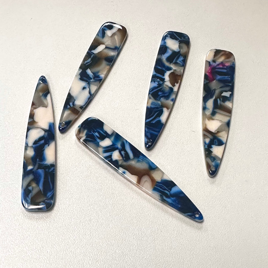 *Blue/White Acrylic Marble Cab 54x12mm (1-piece)