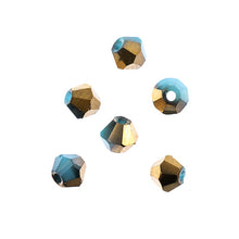 Load image into Gallery viewer, Bicone 2 Strand 7"- 4mm Opaque Dark Blue with Half Gold Iris
