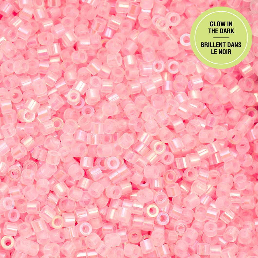 11/0 Cylin Bead Glow in Dark AB - Pink Neon