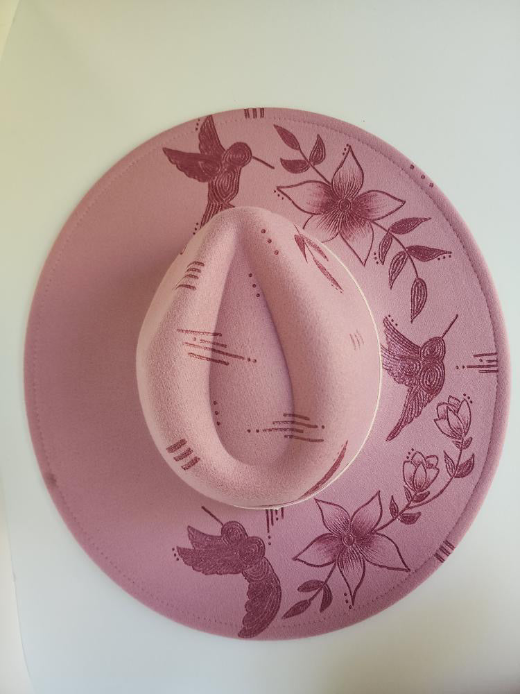 Pink Hat (Hummingbird / Florals half design)