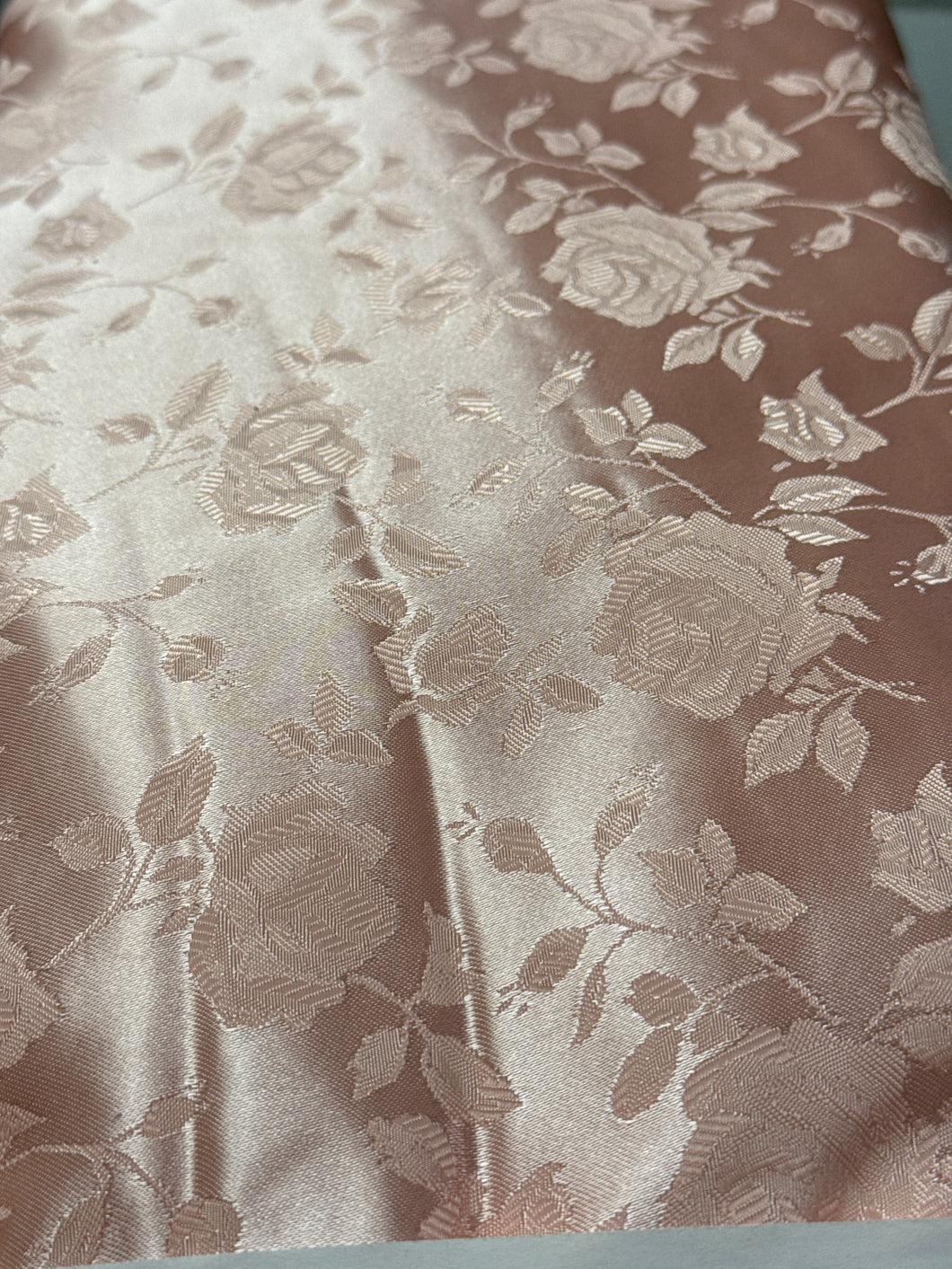 Floral Rose Jacquard Satin - Peach (#430)