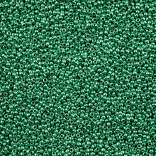 Load image into Gallery viewer, 11/0 Seedbead Metallic Green Dyed Crystal

