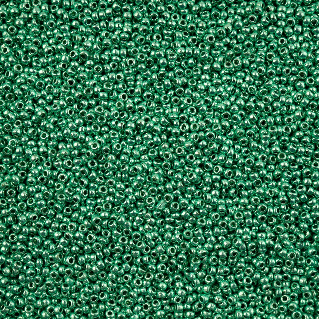 11/0 Seedbead Metallic Green Dyed Crystal