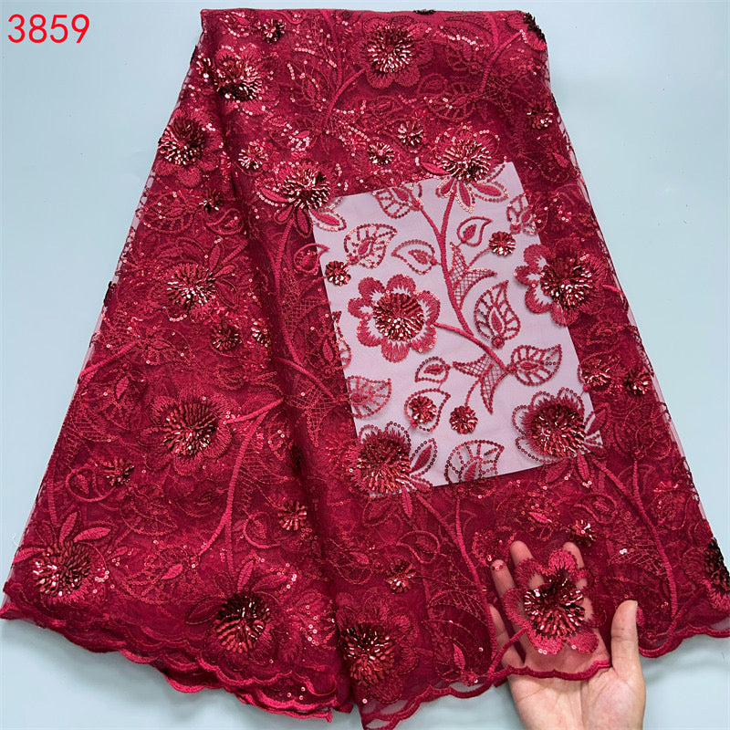 Lace - 3859 - Burgundy (PER/YARD)