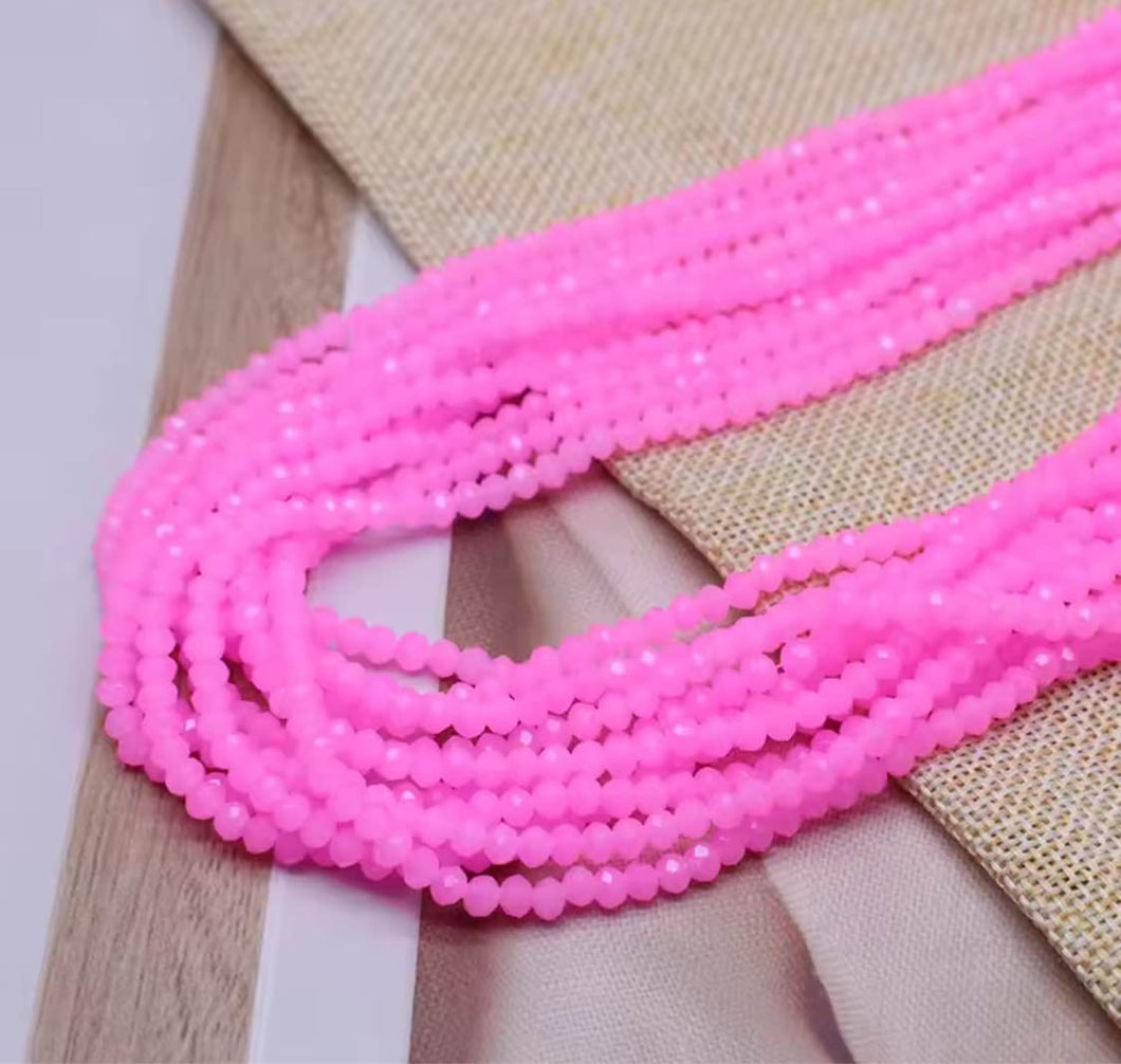 Rondelle 4x6mm Bright Pink Opaque