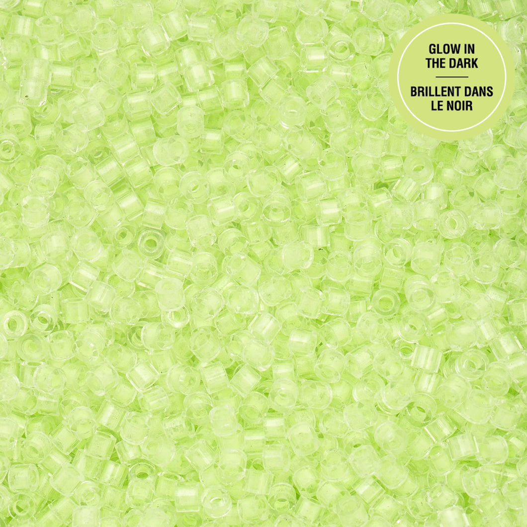 11/0 Cylin Bead Glow In The Dark Light Green