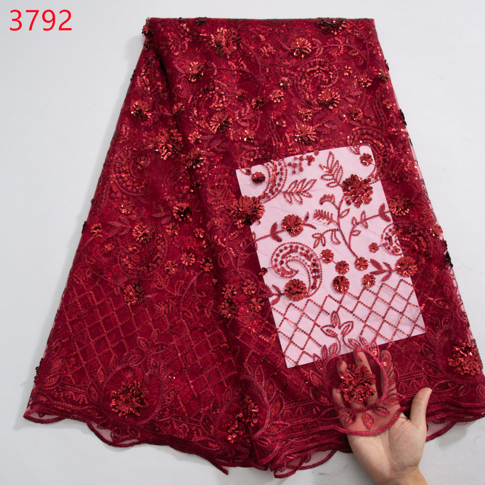 Lace - 3792 - Burgundy (PER/YARD)