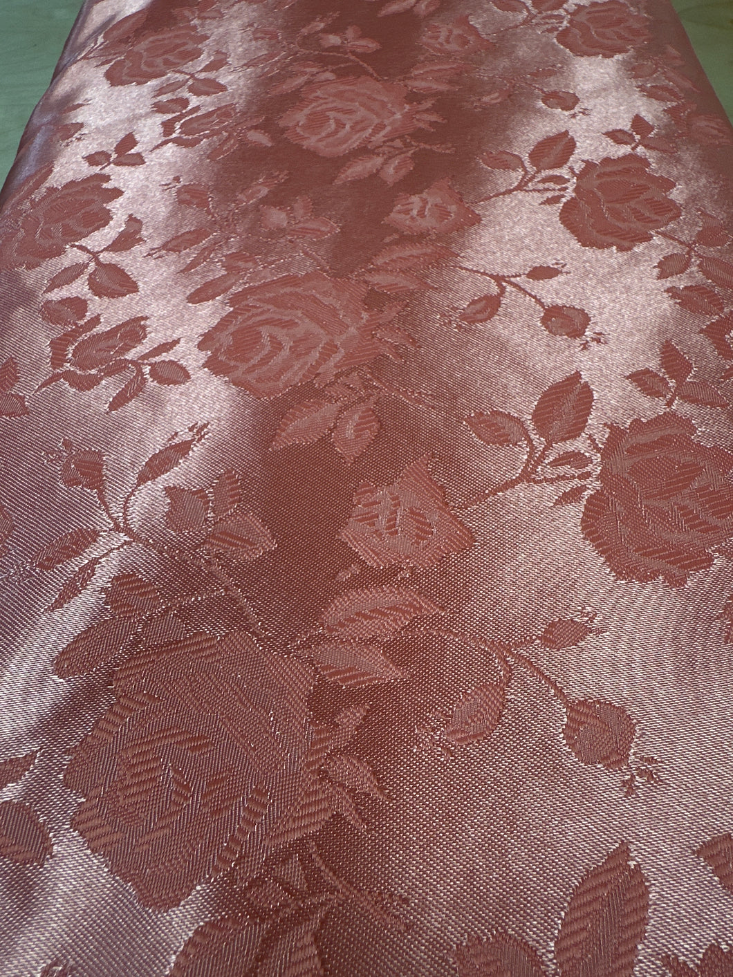 Floral Rose Jacquard Satin - Coral