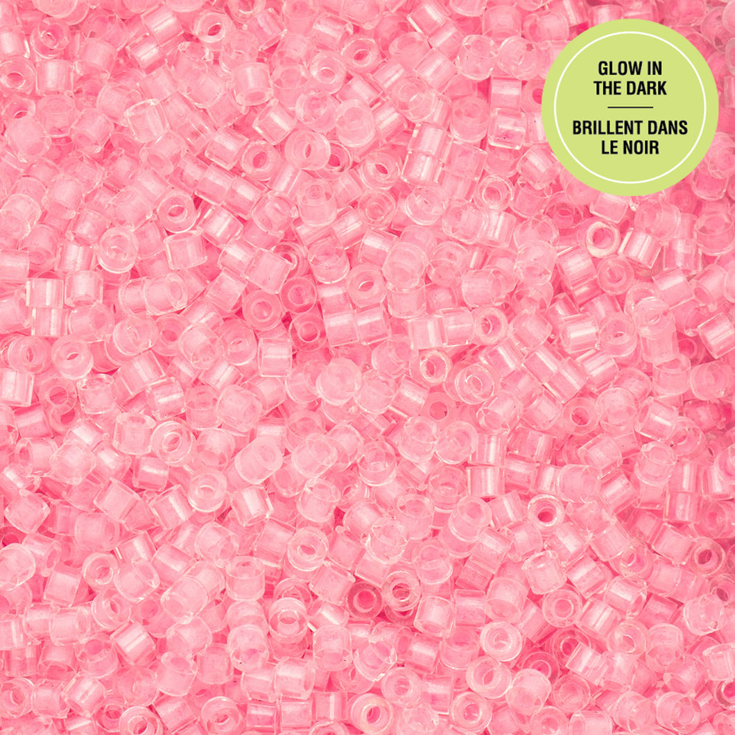 11/0 Cylin Bead Glow In The Dark- Pink Neon