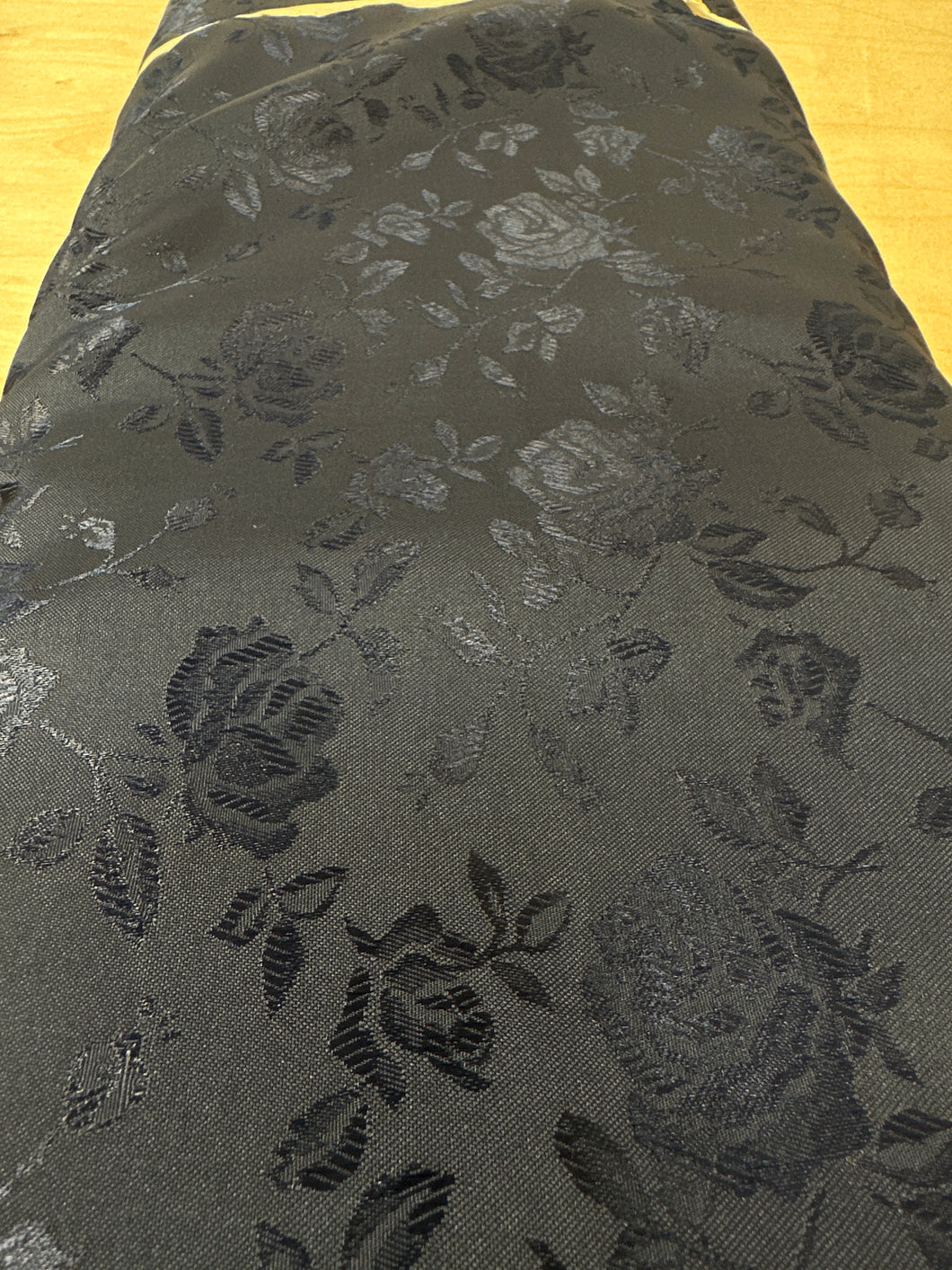 Floral Rose Jacquard Satin - Navy