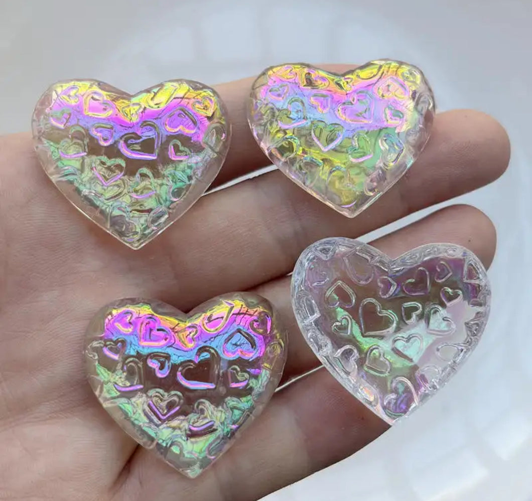 Transparent AB Heart Resin Flatback 35mm (1-each)