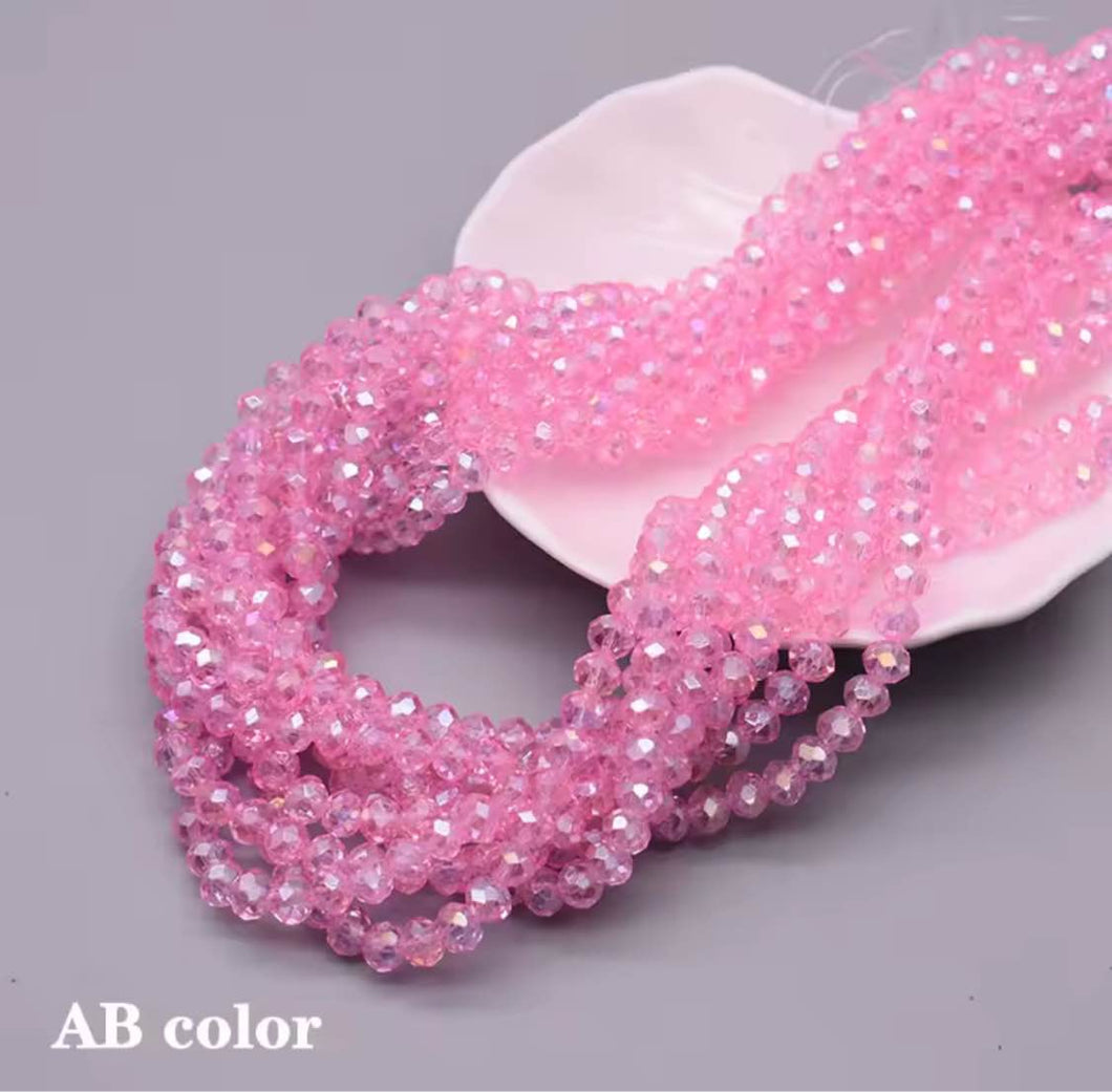 Rondelle 4x6mm Lt Pink Transparent