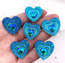Load image into Gallery viewer, Heart AB Resin Flatback 25mm (1-each)
