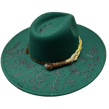 Load image into Gallery viewer, Teal hat (wildflowers/sweetgrass)
