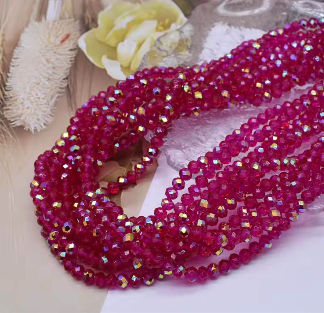 Rondelle 4x6mm Fuschia Red