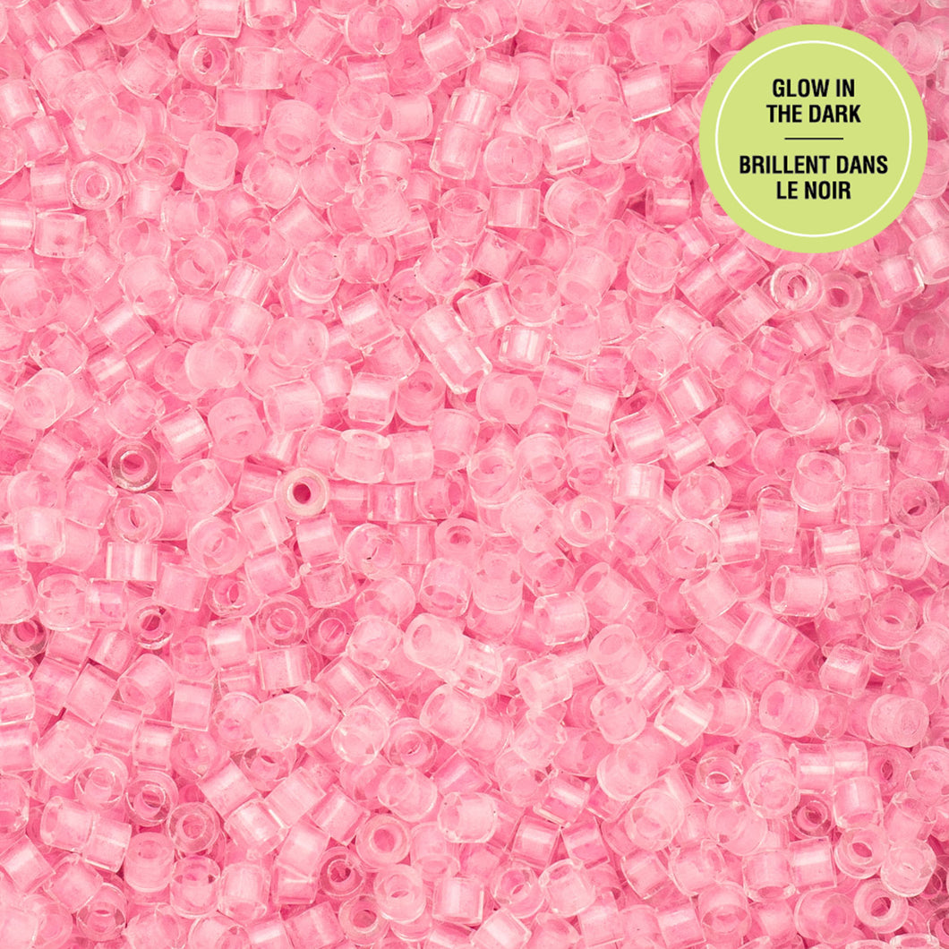 11/0 Cylin Bead Glow in Dark - Pink