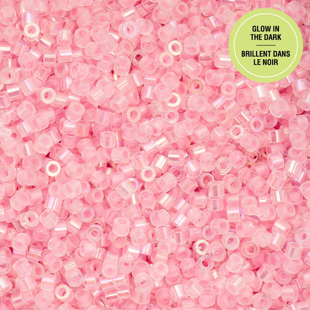 11/0 Cylin Bead Glow in Dark AB - Pink
