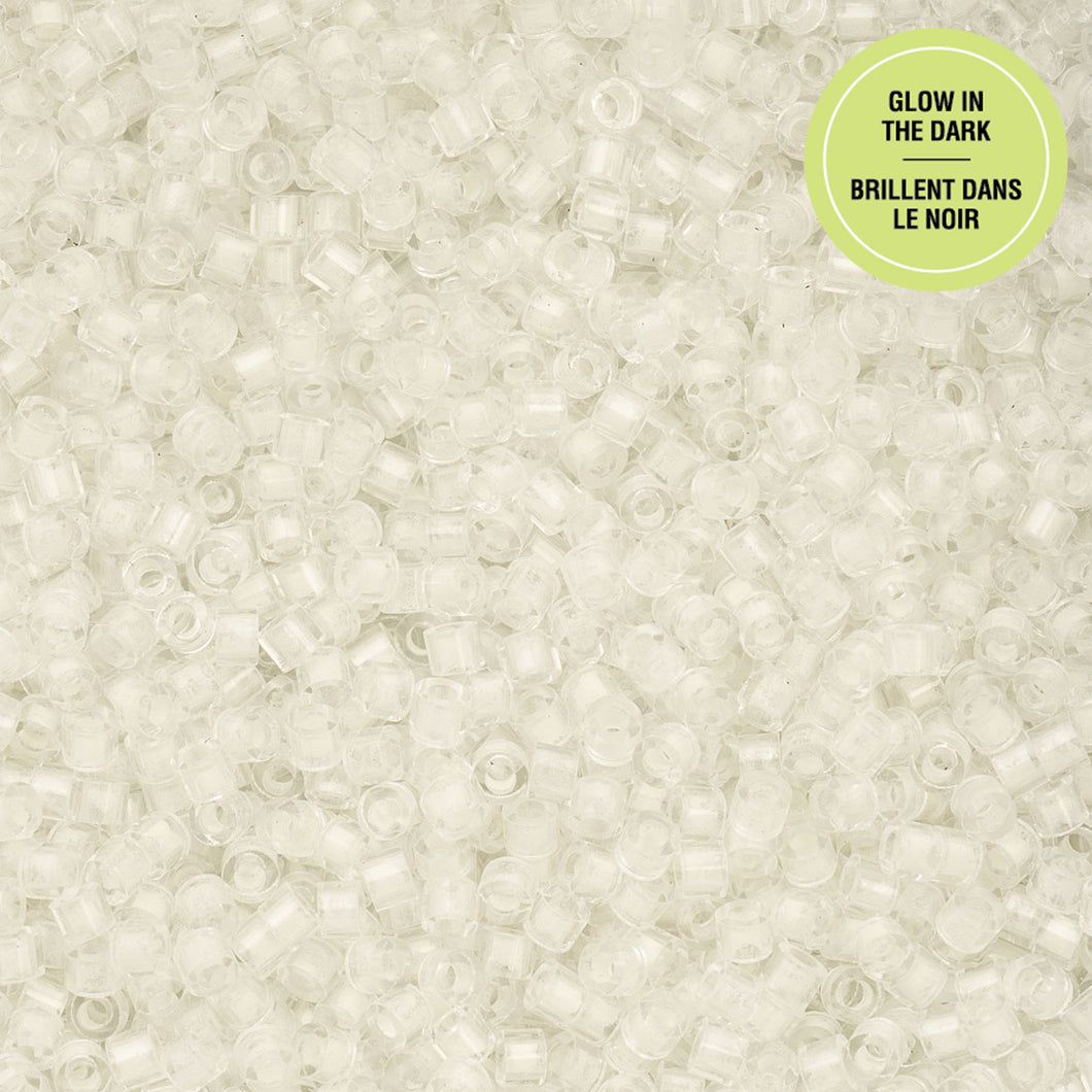 11/0 Cylin Bead Glow In The Dark- White to Green