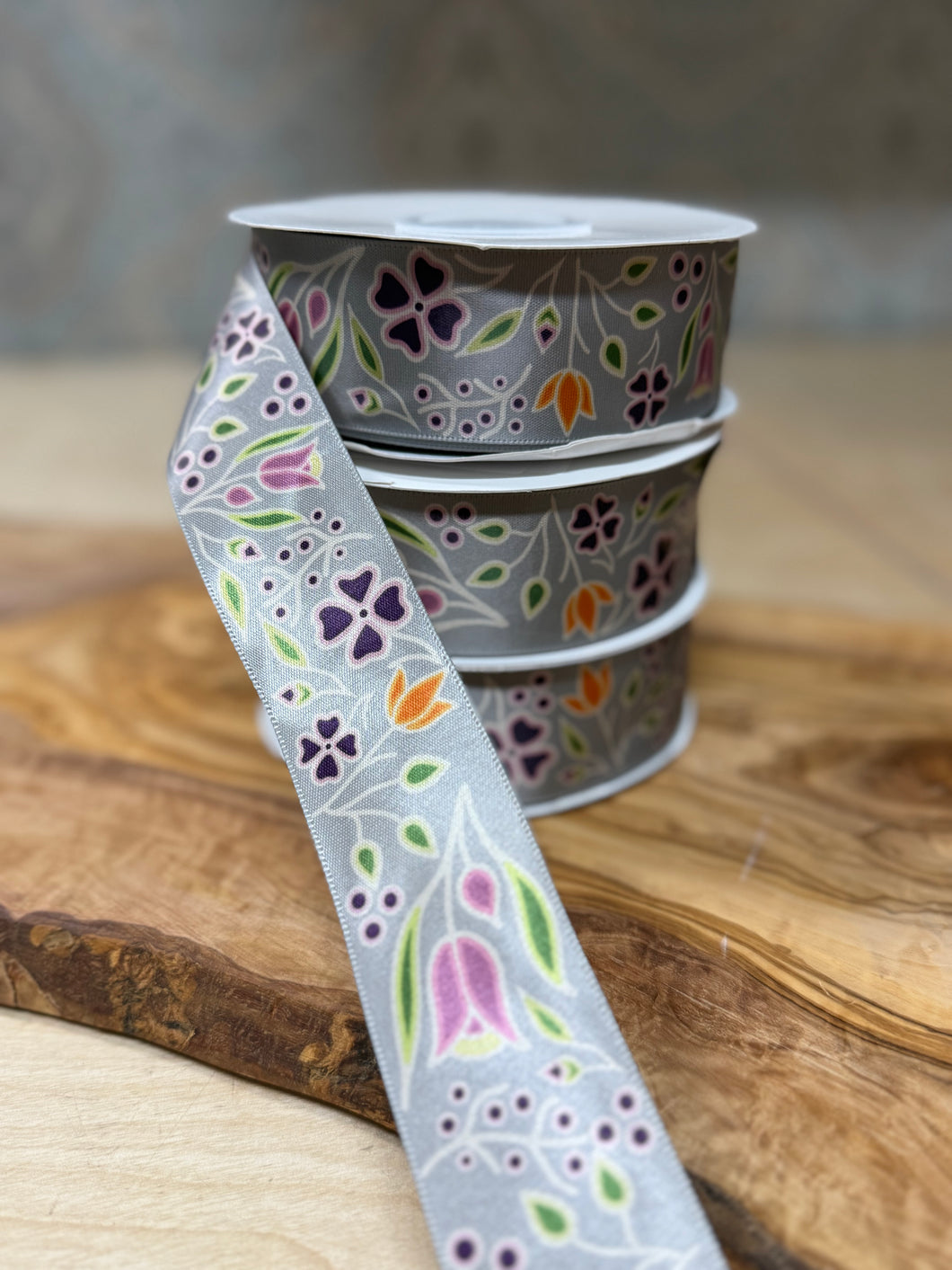 Renata Meconse Fall Ribbon - Floral Grey