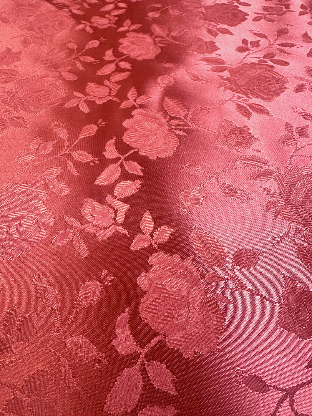 Floral Rose Jacquard Satin - Rust