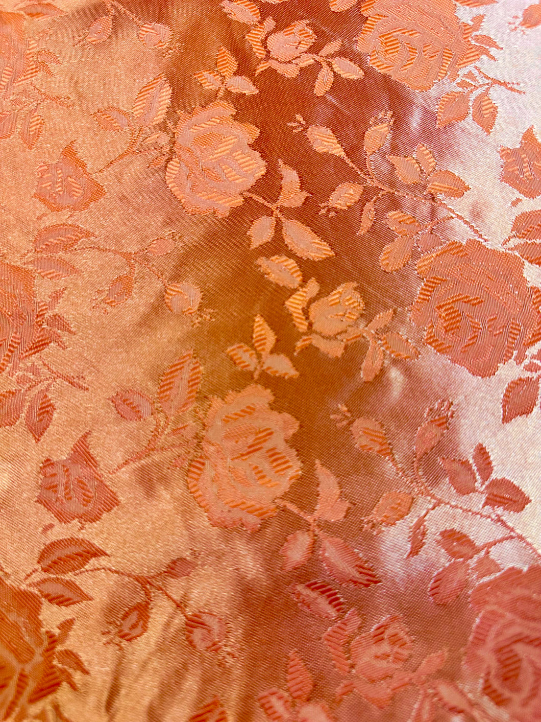 Floral Rose Jacquard Satin - Orange