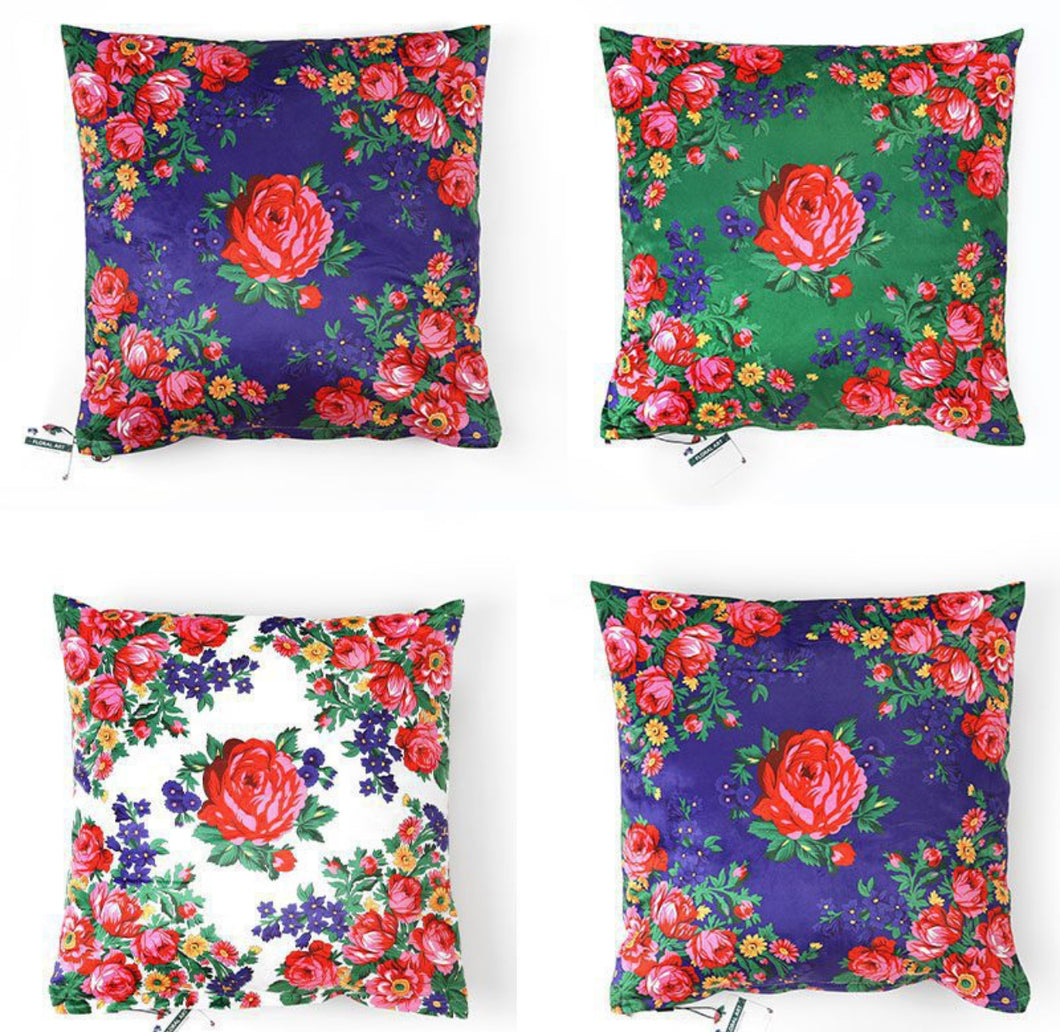 Kokum Floral Silk Touch Cushion