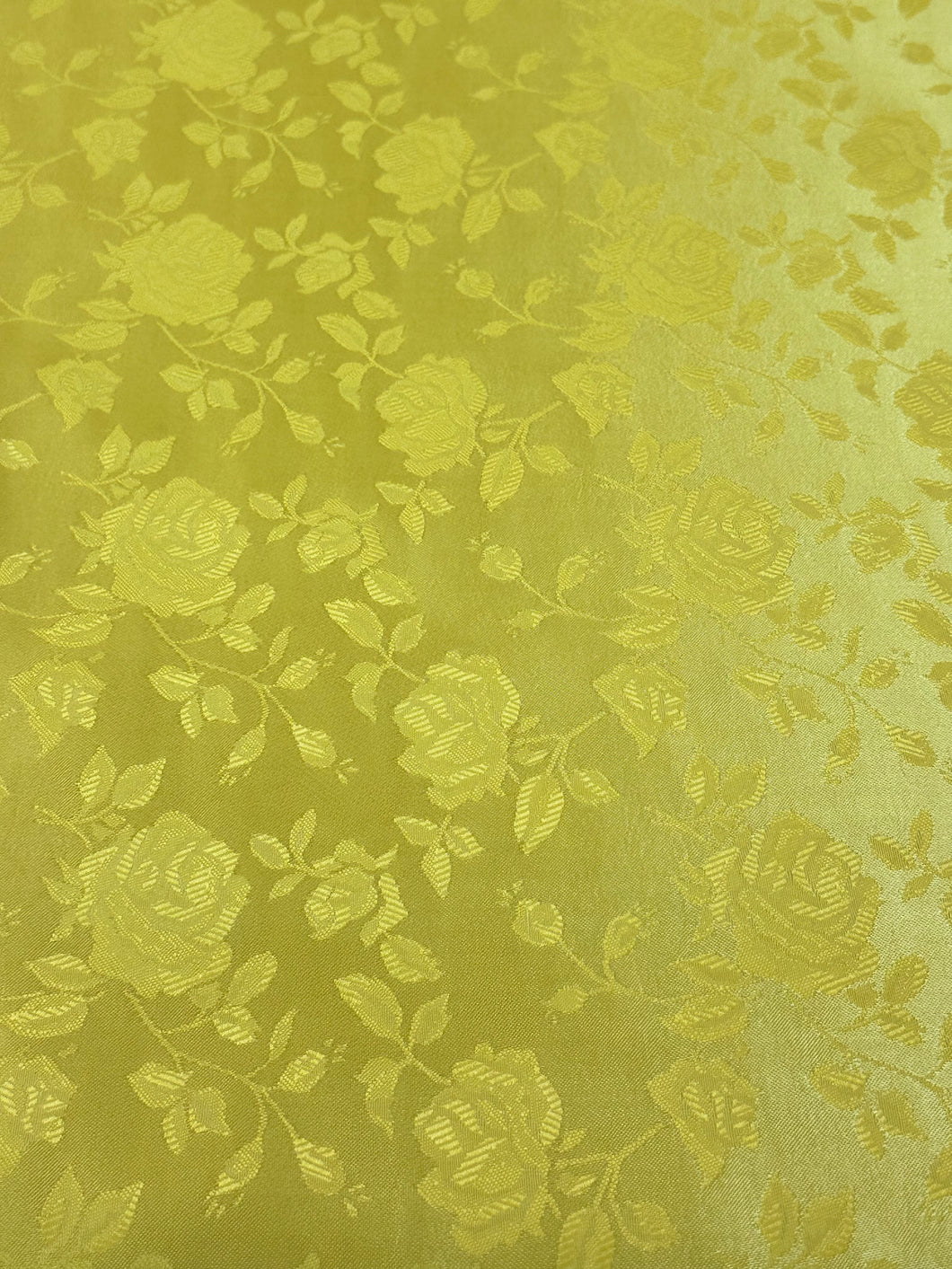 Floral Rose Jacquard Satin - Yellow