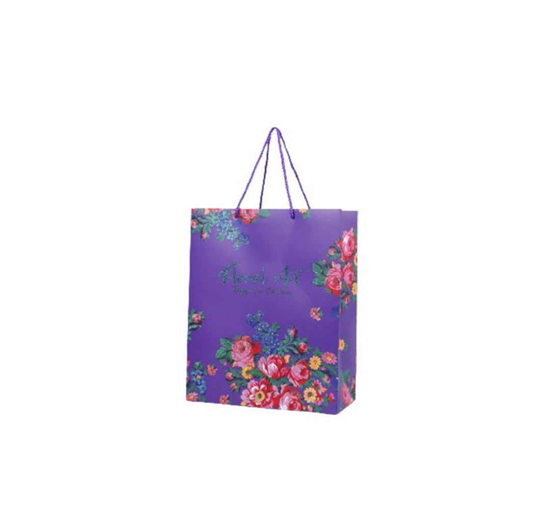 Floral Design Gift Bag - Purple