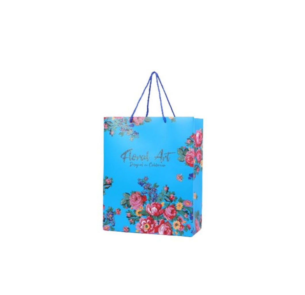 Floral Design Gift Bag - Turquoise