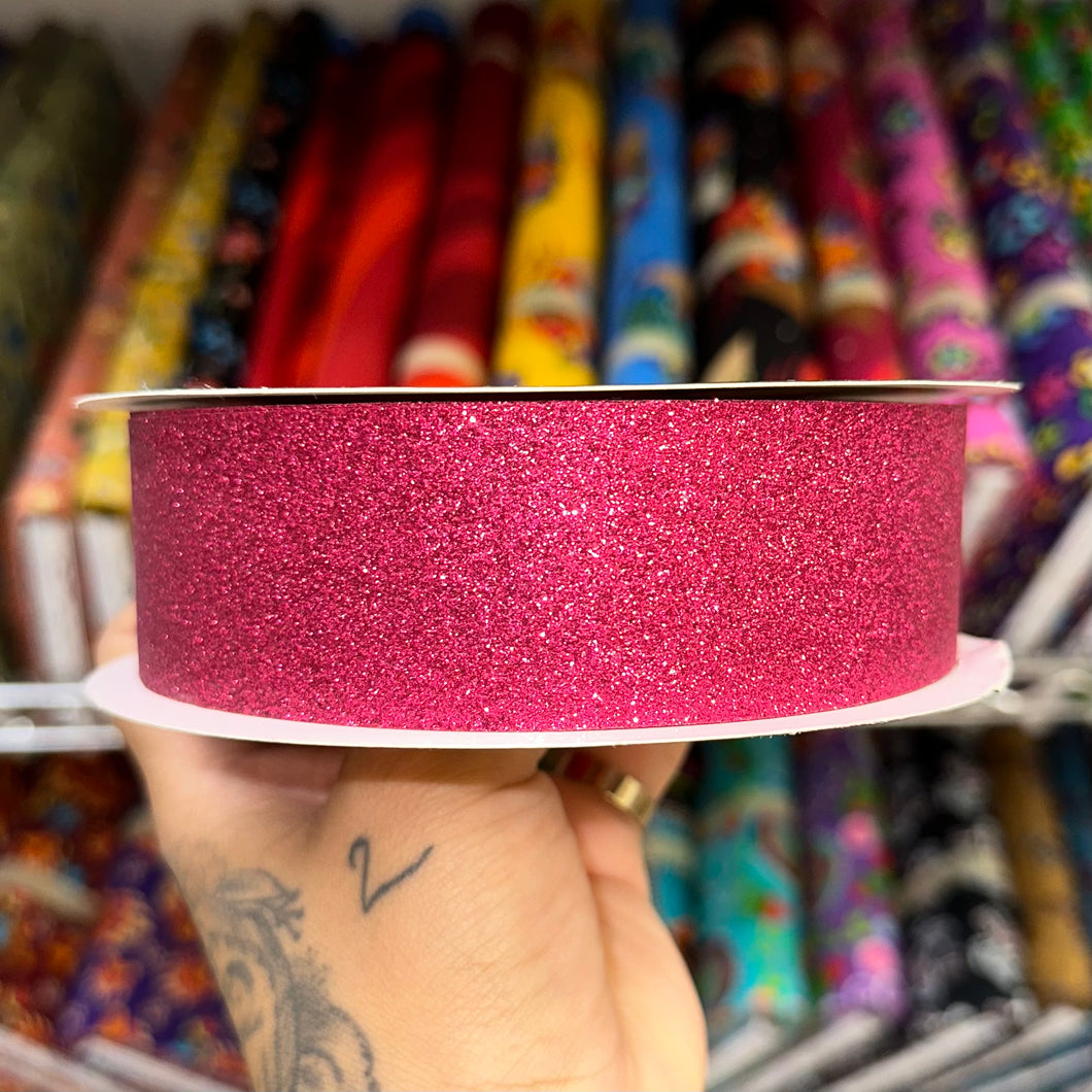 Sparkle Ribbon 50 yard Spool: Fucshia