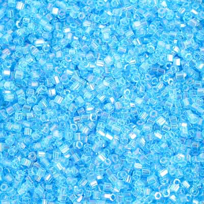 (Half Hank) Czech Seed Bead 10/0 2Cut Transparent Light Aqua AB Strung