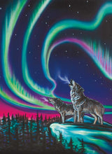 Load image into Gallery viewer, Tea Towel (microfiber) - Sky Dance - Wolf Song by Amy Keller
