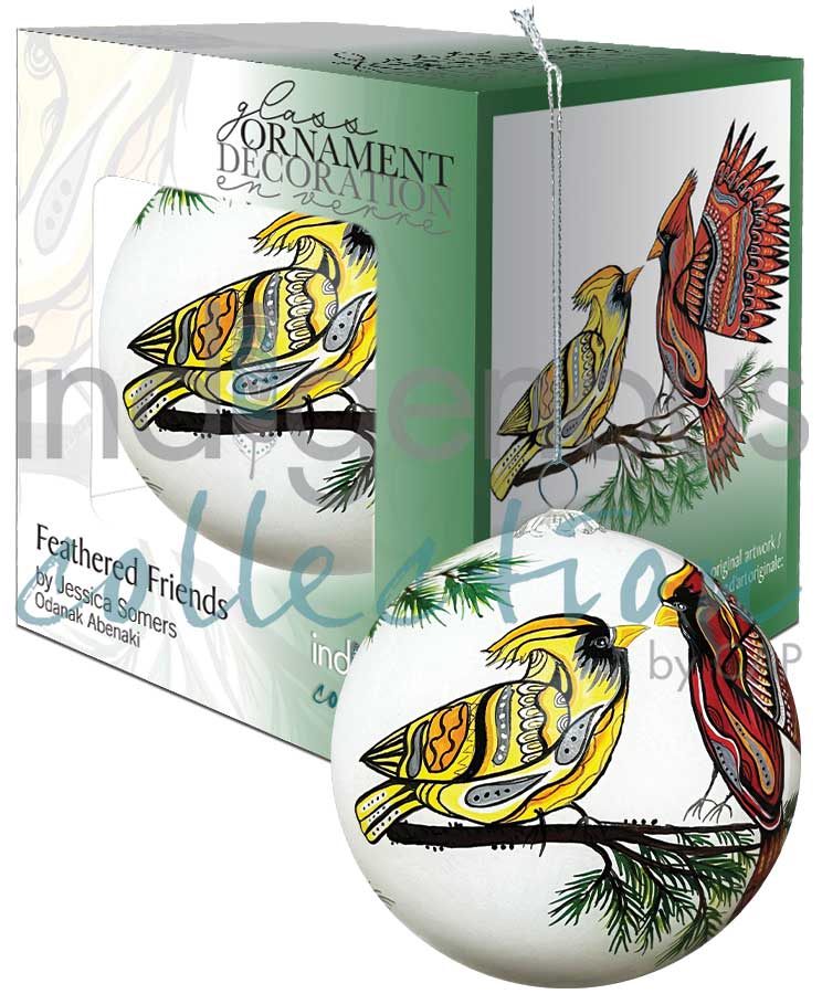 Feathered Friends - Glass Ornament by Jessica Somers