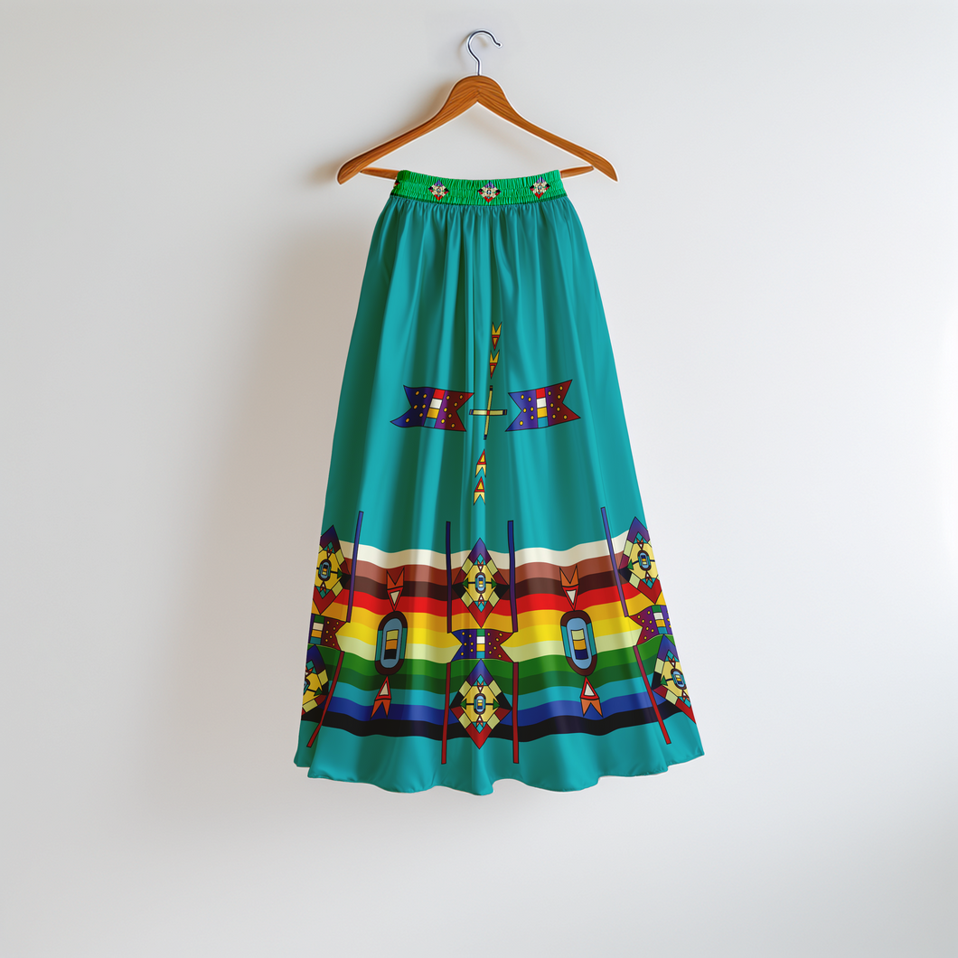 (49 Design) Flames of Heritage Geometric Skirt