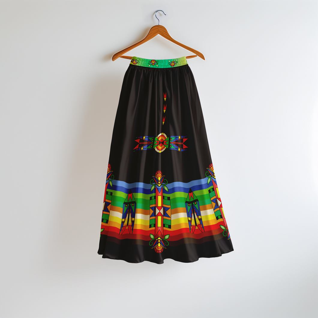 (49 Design) Spirit Blossom Harmony Geometric Skirt