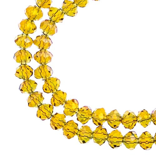 Rondelle 4x6mm Transparent Light Amber with Purple Iris