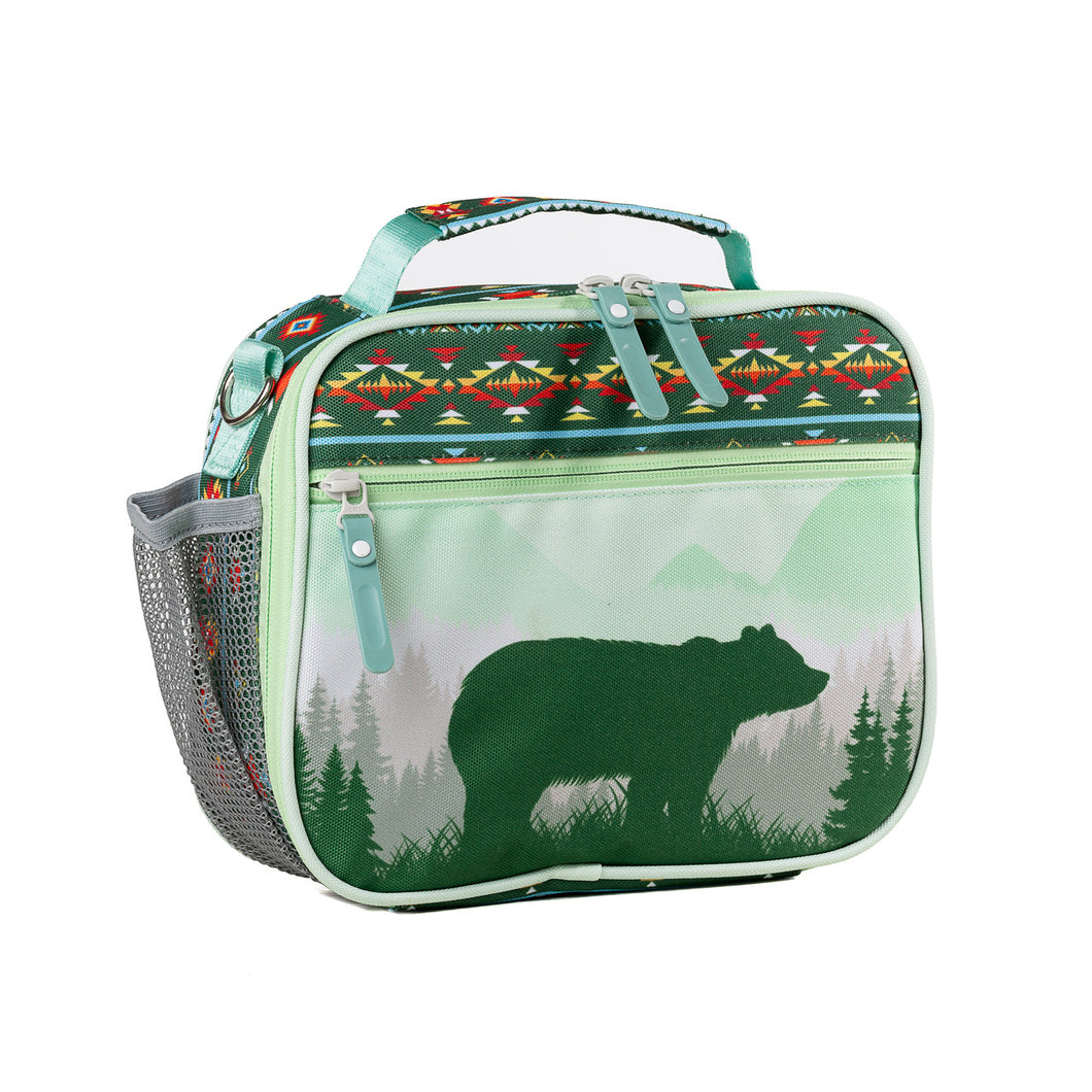 Insulated School Lunch Bag - Green Bear