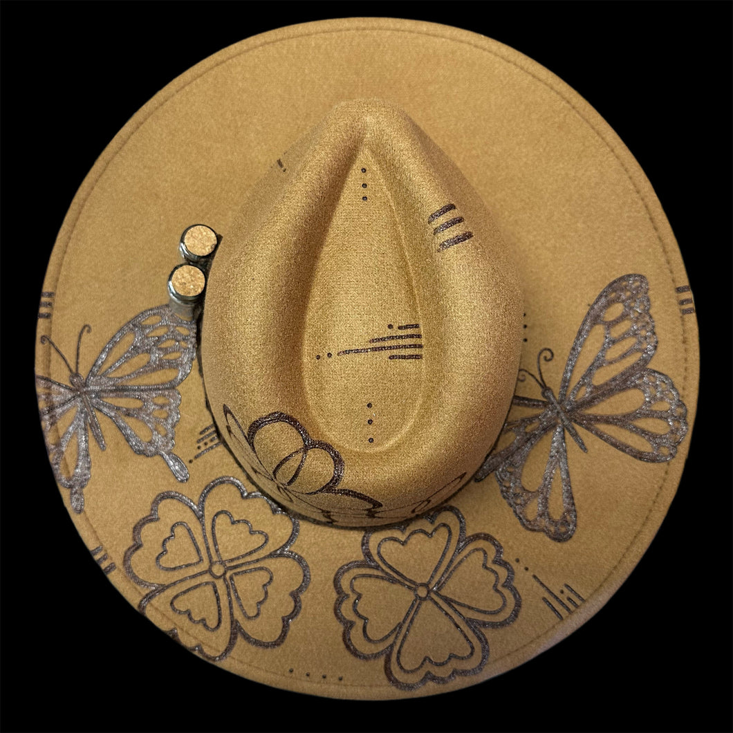 Brown hat (butterfly/floral/sage)