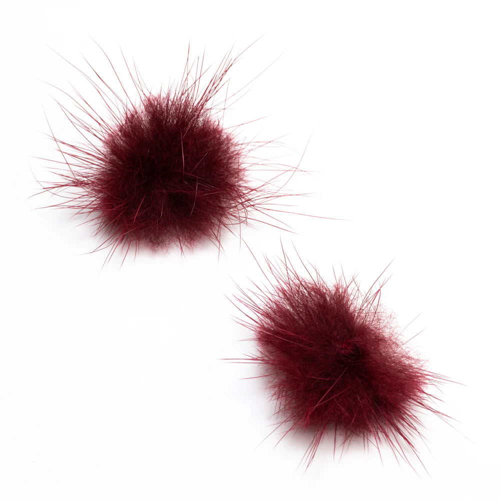 (Canada Only) 4-Pack Mink Pompom - Wine Red