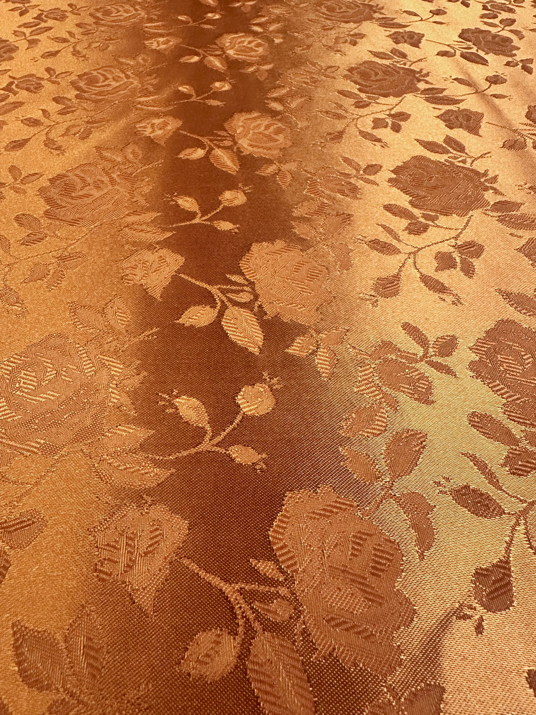 Floral Rose Jacquard Satin - Cinnamon