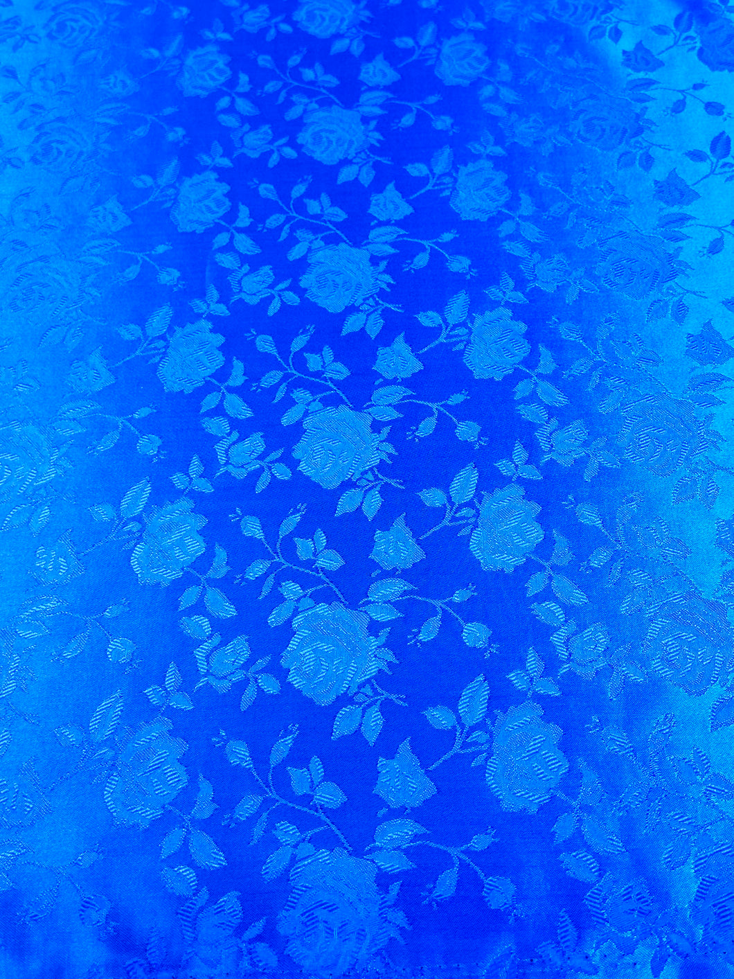 Floral Rose Jacquard Satin - Royal Blue