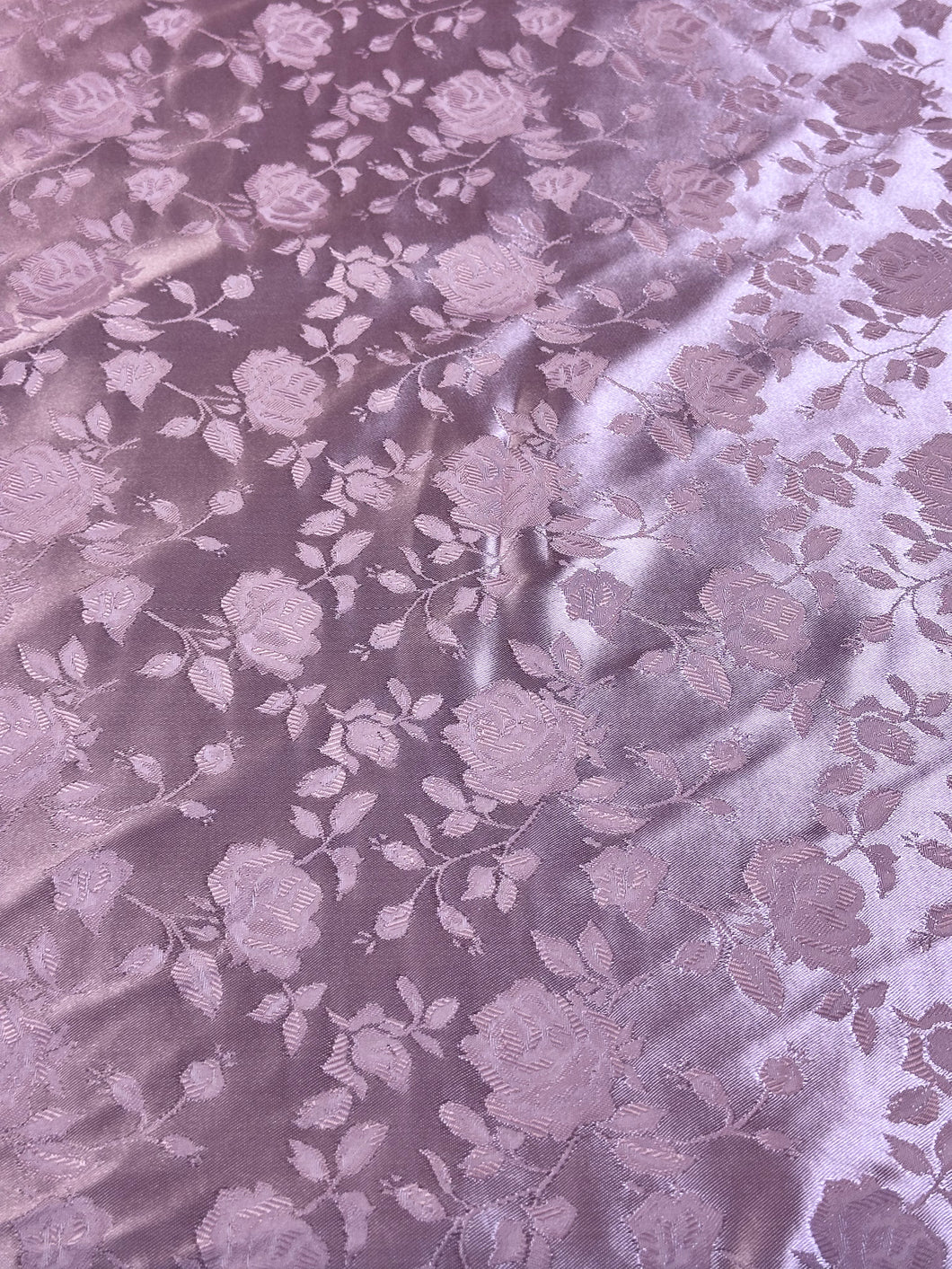 Floral Rose Jacquard Satin - Mauve