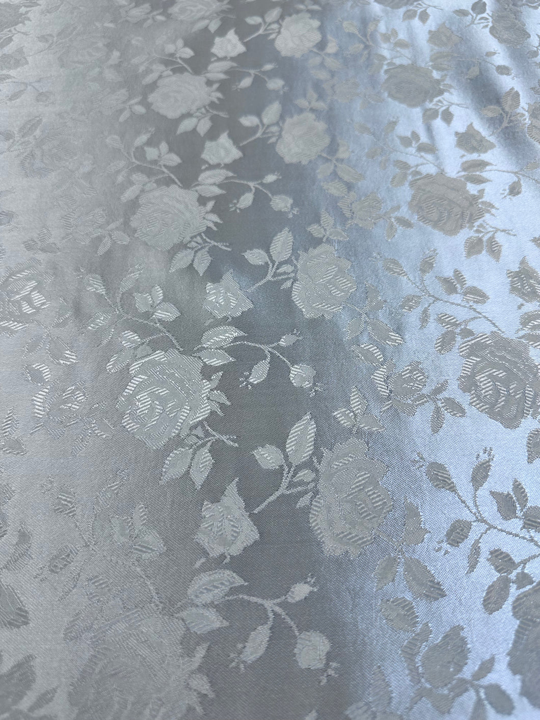 Floral Rose Jacquard Satin - Silver