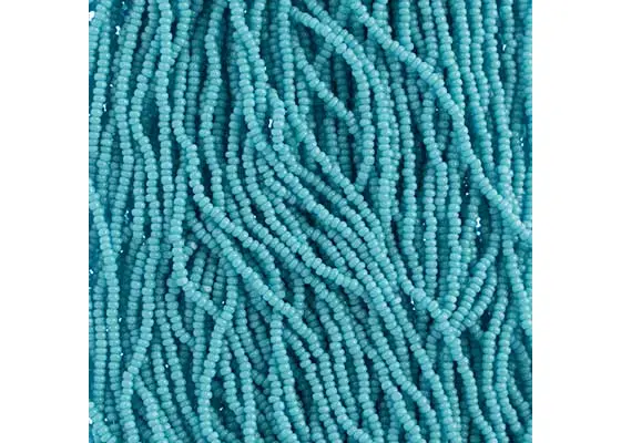 *13/0 Cut Opaque Turquoise Blue Strung