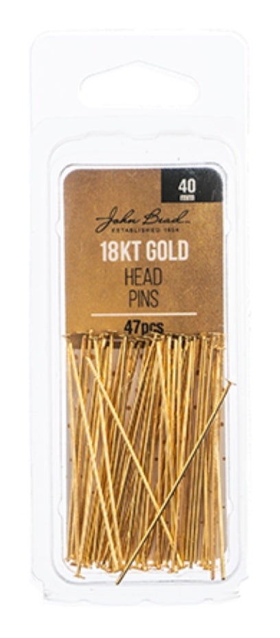 *18kt Gold Head Pins 40×0.7mm 21ga