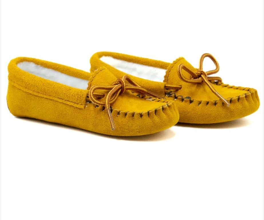 Bastien Moccasin - Enfant, Cowhide Suede, Fleece Lined Moccasin