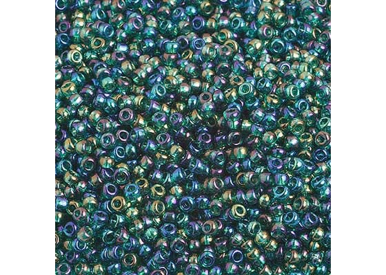 (Half Hank) Czech Seed Bead 10/0 Transparent Iris Green